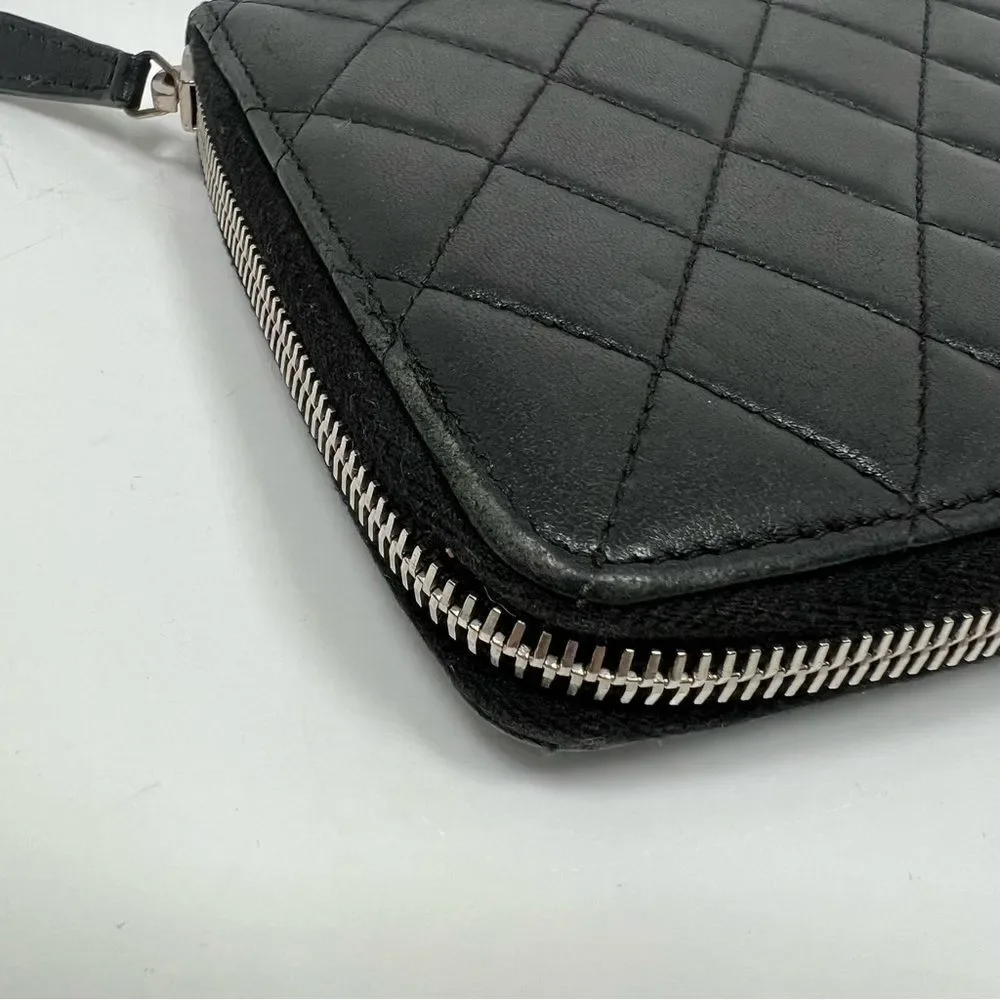 CHANEL Classic Zip Around Wallet Black Quilted lamb skin - Picture 5 of 15